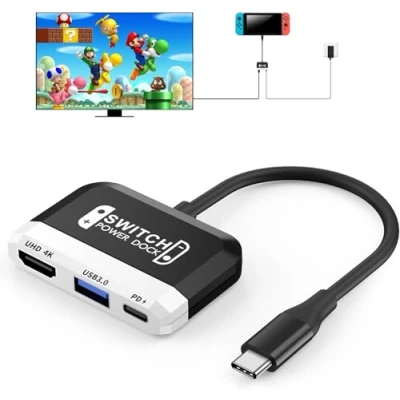 Afbeelding van dockingstation voor Nintendo Switch/OLED Switch, 3 in 1 tv adapter met HDMI 4K, USB 3.0 poort, type C opladen 100W PD, draagbaar mini Steam Deck, computer