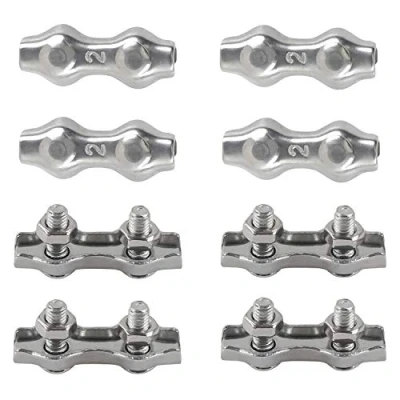 Afbeelding van M2 Duplex Clips Kabelbinders van Roestvrij Staal 304 voor Down Touwen Metalen Kabel Zonnescherm Hangend Patio Vaste 8 Stuks
