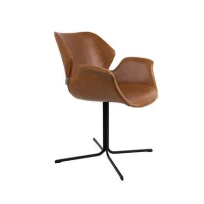Afbeelding van Zuiver Nikki Eetkamerstoelen met armleuning Bruin Set van 2