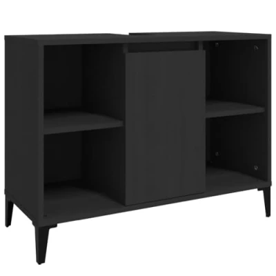 Image de vidaXL Meuble d&#039;évier noir 80x33x60 cm bois d&#039;ingénierie821293