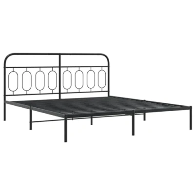 Afbeelding van vidaXL Bedframe met hoofd en voeteneinde metaal zwart 193x203 cm
