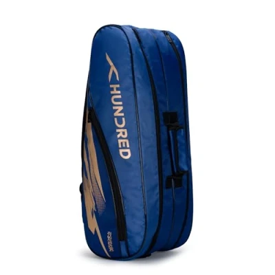 Afbeelding van Hundred Cosmogear Badminton Kit Bag (Royal Blue, Size: Large) Double Zipper with Front Pocket Material: Polyester Padded Back Straps Easy Carry Handle