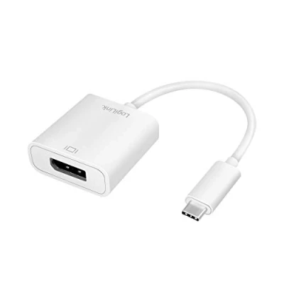Afbeelding van LogiLink USB C naar DisplayPort adapter met DP Alt Mode (4K 60 Hz) / wit 0,15 meter