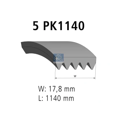 Afbeelding van DT Spare Parts 6.31554 Multiriem 1140 5 FIAT: 500 Hatchback, Grande Punto C Convertible, ALFA ROMEO: Giulietta Hatchback