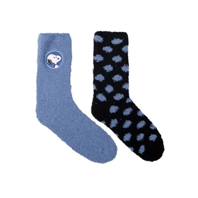 Afbeelding van United Labels The Peanuts Snoopy 2 paar warme wintersokken voor dames, blauw/zwart, Blauw/Zwart