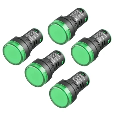 Afbeelding van Heschen 5 x 22 mm led indicatoren, AD16 22D/S, 12 V DC 20 mA, lichtkleur groen