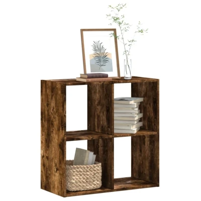 Afbeelding van Boekenkast 68,5x32x68,5 cm bewerkt hout gerookt eikenkleurig