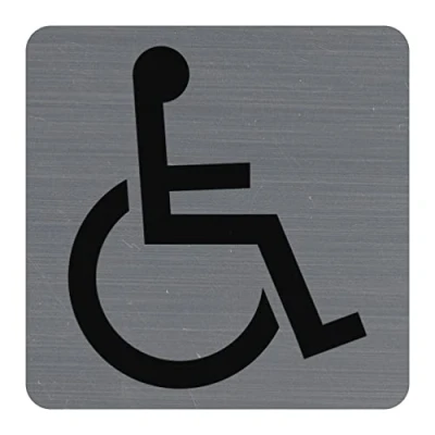 Afbeelding van Exacompta Ref. 67191E 1 deurplaat zelfklevend Handicap logo Bedrukte wandbord Op alle ondergronden Geborsteld aluminium look Afmetingen: 7,5 x cm