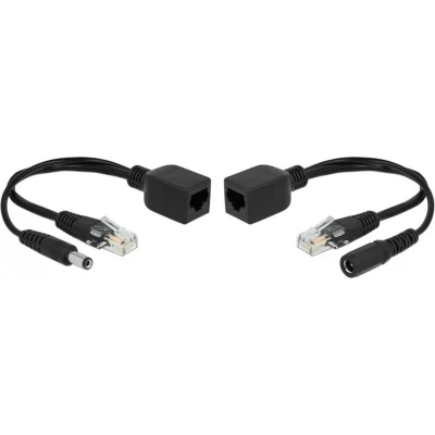 Afbeelding van Passieve Power over Ethernet (PoE) adapter kit RJ45 + DC 5,5 x 2,5 mm / zwart 0,20 meter