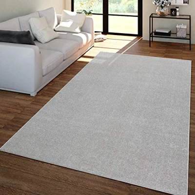 Afbeelding van TT Home Woonkamertapijt, laagpolig, effen, modern en tijdloos, kleur: zilver, afmetingen: 200 x 280 cm