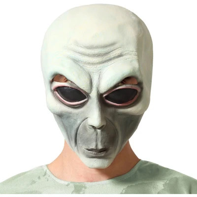 Afbeelding van Halloween verkleed masker Geest/Alien/Horror wit/grijs volwassenen Latex