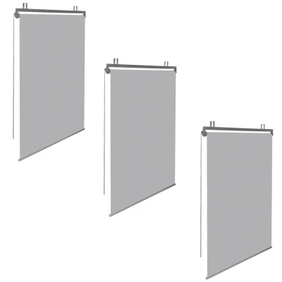 Afbeelding van Lot de 3 stores enrouleurs L.124 x H. 225 CM pour pergola gris clair