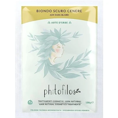 Afbeelding van Phitofilos biologische henna verf poeder Donker asblond kleur voedt en hersteld haar 100gr