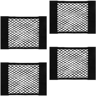 Afbeelding van PIQIUQIU 4 stuks universele nylon kofferbakbeschermingsnetten, 30 x 25 cm, met klittenbandsluiting, voor kofferbak, UV