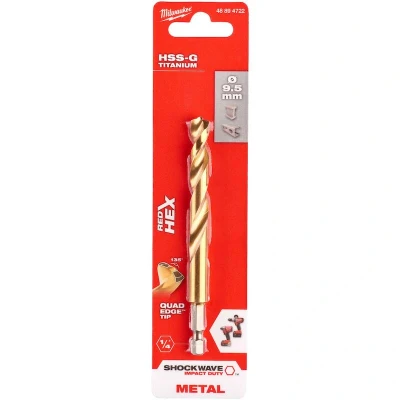 Afbeelding van Milwaukee Metaalboor Hss g Tin Red Hex Shockwave 9.5 Mm