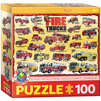 Afbeelding van Eurographics Kids Puzzel Brandweerwagens 100 stukjes