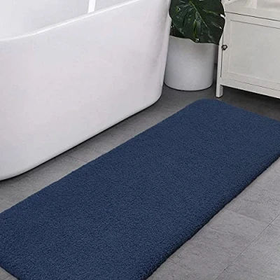 Afbeelding van Badmat, extra lang, antislip, dik, absorberend, vloermat, ultrazacht, van microvezel, sneldrogend, machinewasbaar, 50 x 122 cm (marineblauw)
