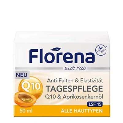 Afbeelding van Florena Q10 dagcrème en abrikozenpitolie, veganistisch, per stuk verpakt (1 x 50 ml)