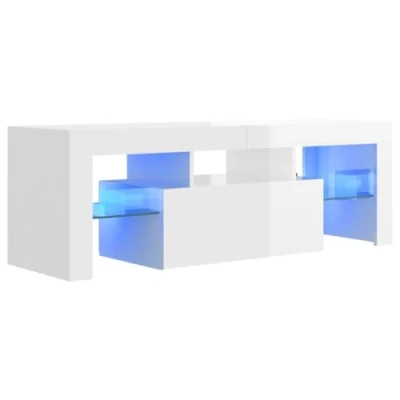 Image de vidaXL Meuble TV avec lumières LED blanc brillant 120x35x40 cm804352