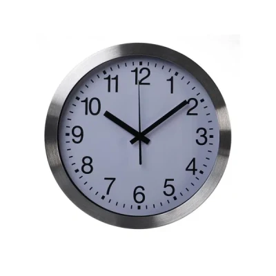 Afbeelding van Perel Wandklok, rond, analoog, 30 cm, radiogestuurde tijdsaanduiding (DCF), aluminium, zilver