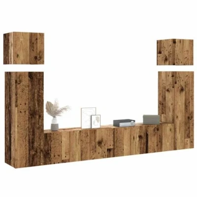 Image de vidaXL Ensemble de meuble TV mural 8 pcs vieux bois d&#039;ingénierie3329009