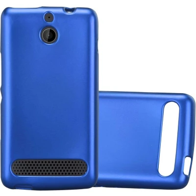 Afbeelding van Cadorabo Hoesje geschikt voor Sony Xperia E1 in METAAL BLAUW Beschermhoes gemaakt van flexibel TPU silicone Case Cover