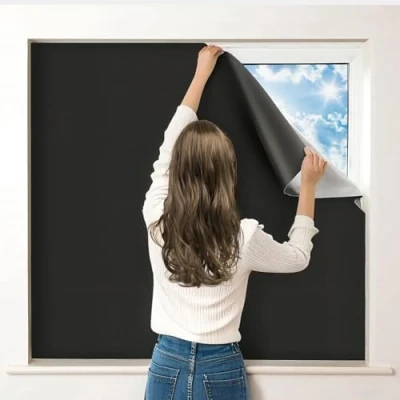Afbeelding van Draagbaar verduisteringsrolgordijn, op maat te snijden, 200 x 145 cm, zwart