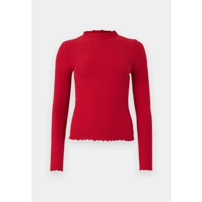 Afbeelding van Only T shirt Onlemma L/s High Neck Top Noos Jrs 15180040 Risk Red Dames Maat XS