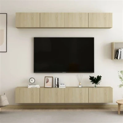 Afbeelding van vidaXL Tv meubelen 4 st 100x30x30 cm bewerkt hout sonoma eikenkleurig