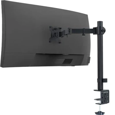 Afbeelding van VIVO Bureaustandaard voor één scherm, tot 32 inch standaard en 38 ultrabrede monitorstandaard, volledig verstelbare met C klem Grommet basis, VESA 75 x mm of 100