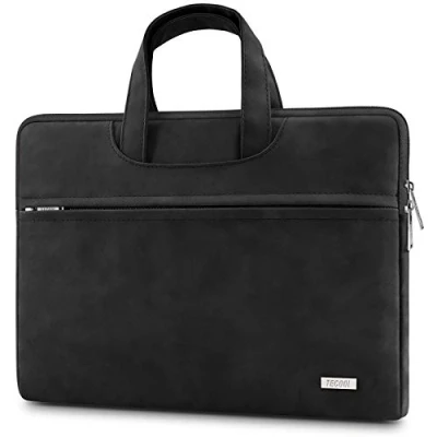 Afbeelding van Laptoptas 15.6 inch Zwart 38 x 27 2.3 cm Waterdicht Beschermhoes Laptopcover Handtas laptop sleeve met handvat Suede look Hoogwaardige kwaliteit