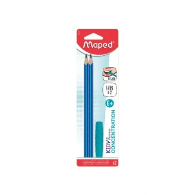 Afbeelding van Maped Kidy Learn concentratie grafietpotlood met ontspannend en stressverend opzetstuk ergonomische driehoekige vorm HB2 vulling gestructureerde body grip