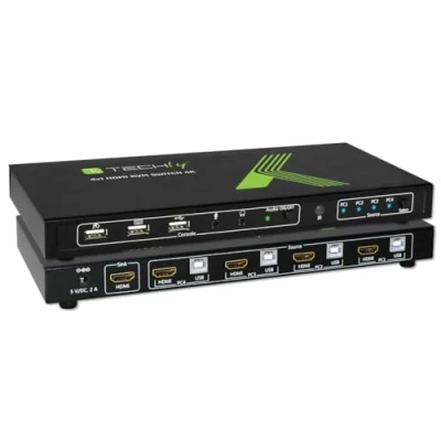 Afbeelding van TECHly IDATA KVM HDMI4U 4 poorten switch HDMI USB 3840 x 2160 Pixel