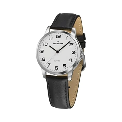 Afbeelding van ATRIUM Horloge Dames Zilver Analoog Leer Zwart Lederen bandje Verstelbaar Duidelijk Quartz Uurwerk Edelstalen Sluiting A37 10
