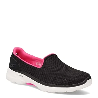 Afbeelding van Skechers Go Walk 6 Big Splash Sneakers voor dames, Zwart Textiel Roze Trim