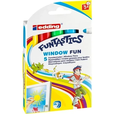 Afbeelding van Edding Window Marker Funtastics, Ophangetui Met 5 Stuks Textielmarker