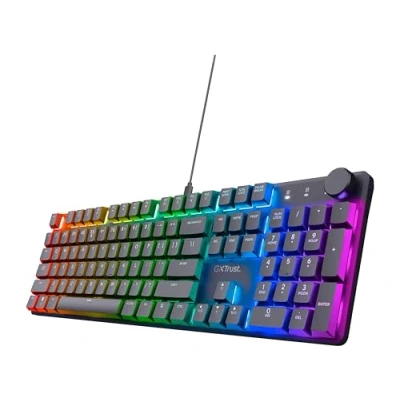 Afbeelding van Trust gaming GXT 866 Torix Duits mechanisch QWERTZ toetsenbord, Huano schakelaars, platte toetsen, RGB verlichting, anti ghosting N Key Rollover USB programmeerbaar toetsenbord pc laptop