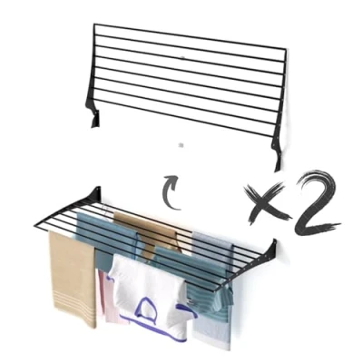 Afbeelding van foxydry Fold wandwasrek, hersluitbaar en afneembaar, voor binnen buiten, van aluminium staal (2 x 116 cm)