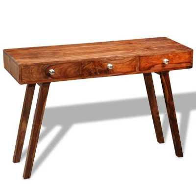 Afbeelding van Wandtafel met 3 lades 76 cm massief sheeshamhout