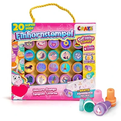 Afbeelding van CRAZE Kinderstempels eenhoorn meisjes cadeau wasbare stempels voor kinderen inktstempel speelgoed verschillende modellen 4 kleuren creatieve spelletjes 29190