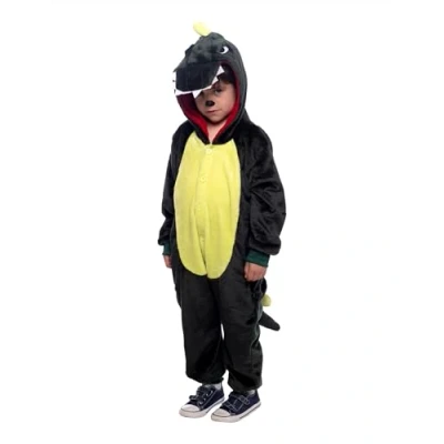 Afbeelding van Rubies Dinosauruskostuum voor jongens en meisjes; overall met capuchon staart, officieel carnaval, Halloween, Kerstmis verjaardag
