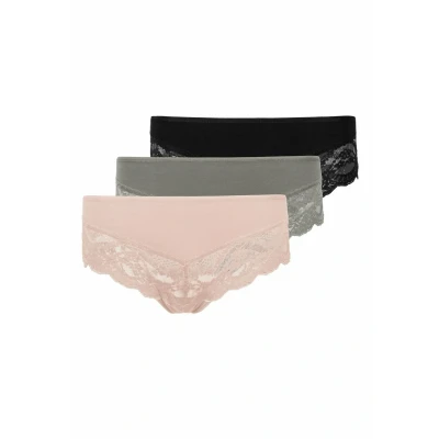 Afbeelding van Snocks 3 PACK LACE Onderbroeken, Dames, Maat: XL, Mix apricot/grün/schwarz