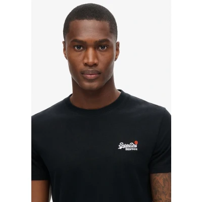 Afbeelding van Superdry O hals shirt essential contrast embleem zwart 3XL