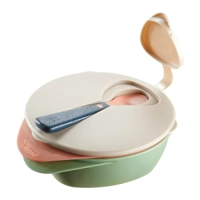 Afbeelding van Tommee Tippee Explora Feeding Bowls + lid &amp; spoon oranje/roze