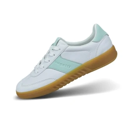 Afbeelding van bugatti Sneakers laag, Dames, Maat: 37, White/light green Hoogwaardig imitatieleer