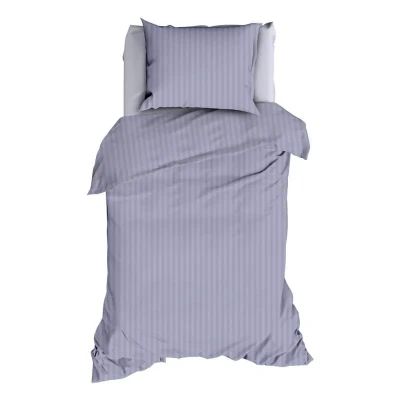 Afbeelding van Satin d&#039;Or Satijnstreep Dekbedovertrek Eenpersoons 140x200/220 cm Lilac