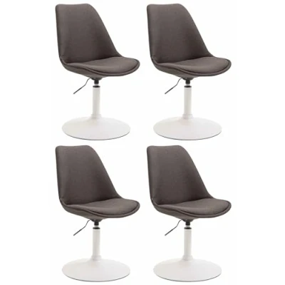 Afbeelding van CLP Maverick Set van 4 Eetkamerstoelen Stof donkergrijs wit
