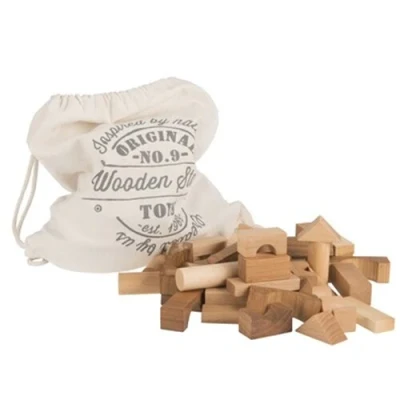 Afbeelding van Wooden Story Zak met 100 blokken naturel