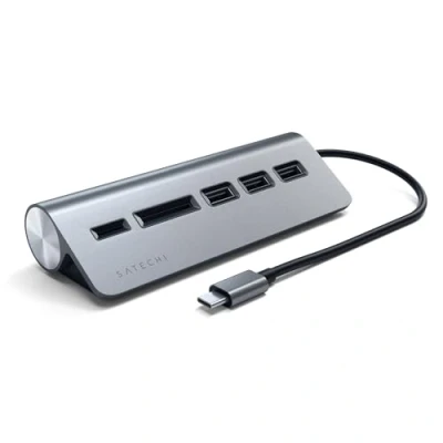 Afbeelding van Satechi Type C Aluminium USB Hub &amp; Card Reader Space grijs ST TCHCRM