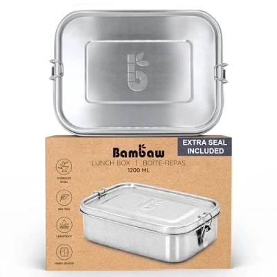 Afbeelding van RVS Voedselcontainer 1200 ml Lunch Box Kind Ecologisch Roestvrij Staal Lunchbox Meal Prep Containers Vlekbestendig Broodtrommel Metaal Food Container Lunchtrommel Bambaw